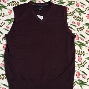 Lands' End Men's Deep Burgundy V-Neck Sweater Vest